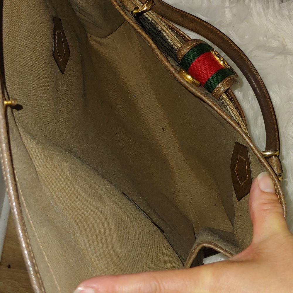 Authentic Vintage Gucci GG Monogram Supreme Sherry Web Clutch Tote Bag - Picture 9 of 10